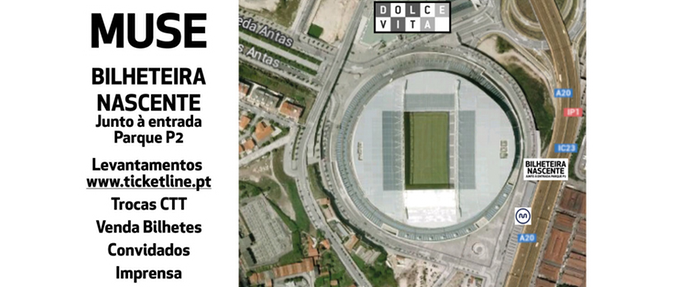 BILHETEIRA OFICIAL PARA MUSE (ESTÁDIO DO DRAGÃO)